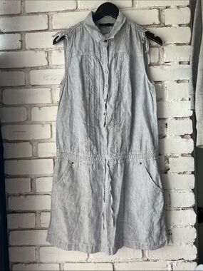 Mexx Sleeveless Striped Mini Dress in Light Blue and White linen summer dress